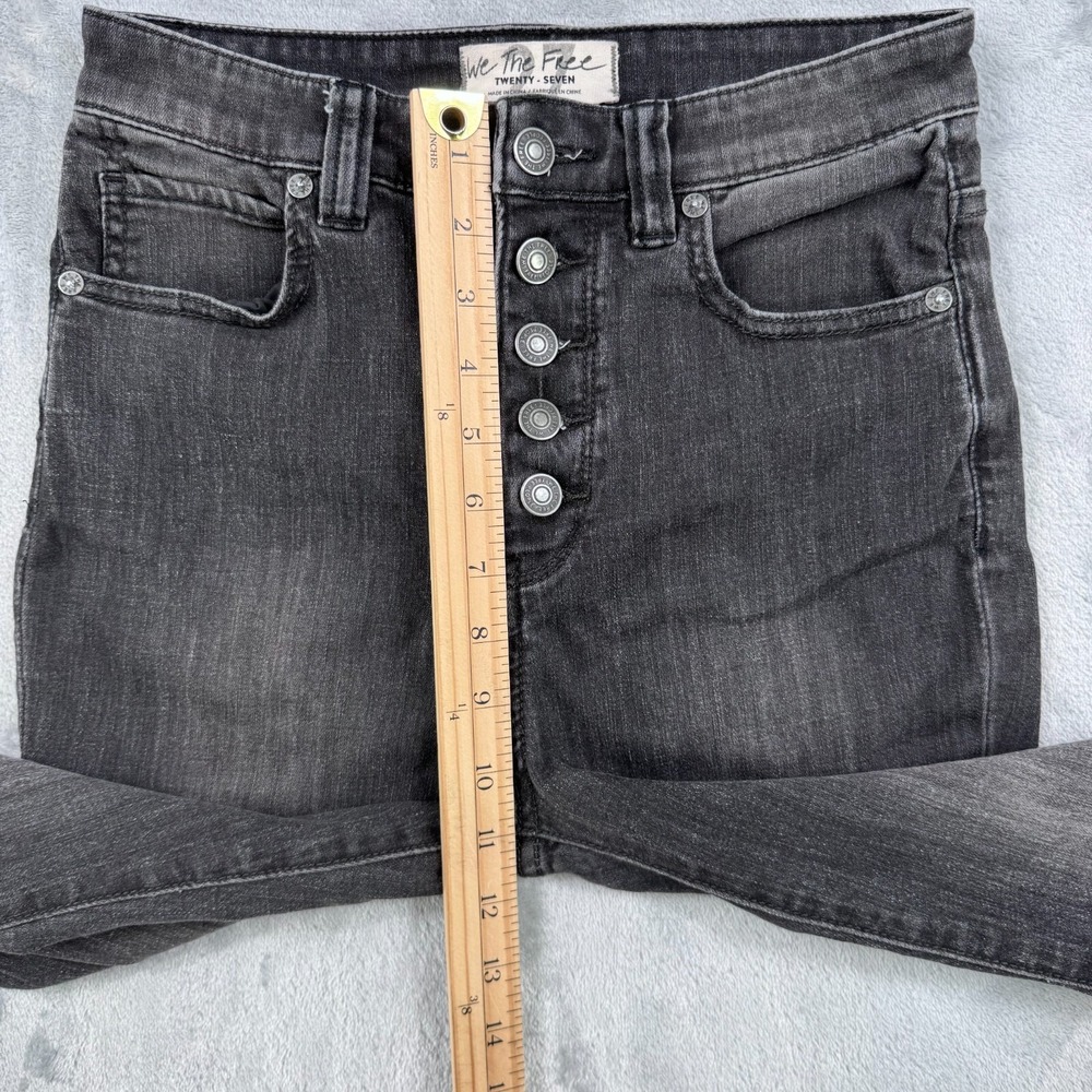 We The Free Jeans Women 27 Black Flare High Rise Button Fly Denim Boho Hippie - Picture 15 of 16